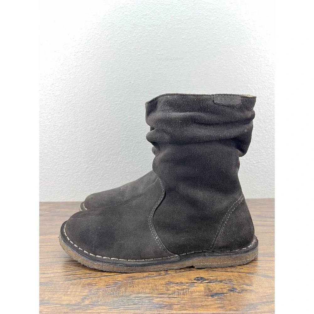 L.L.Bean Youth Girls Size 5 Brown Suede Zip Crepe Sole